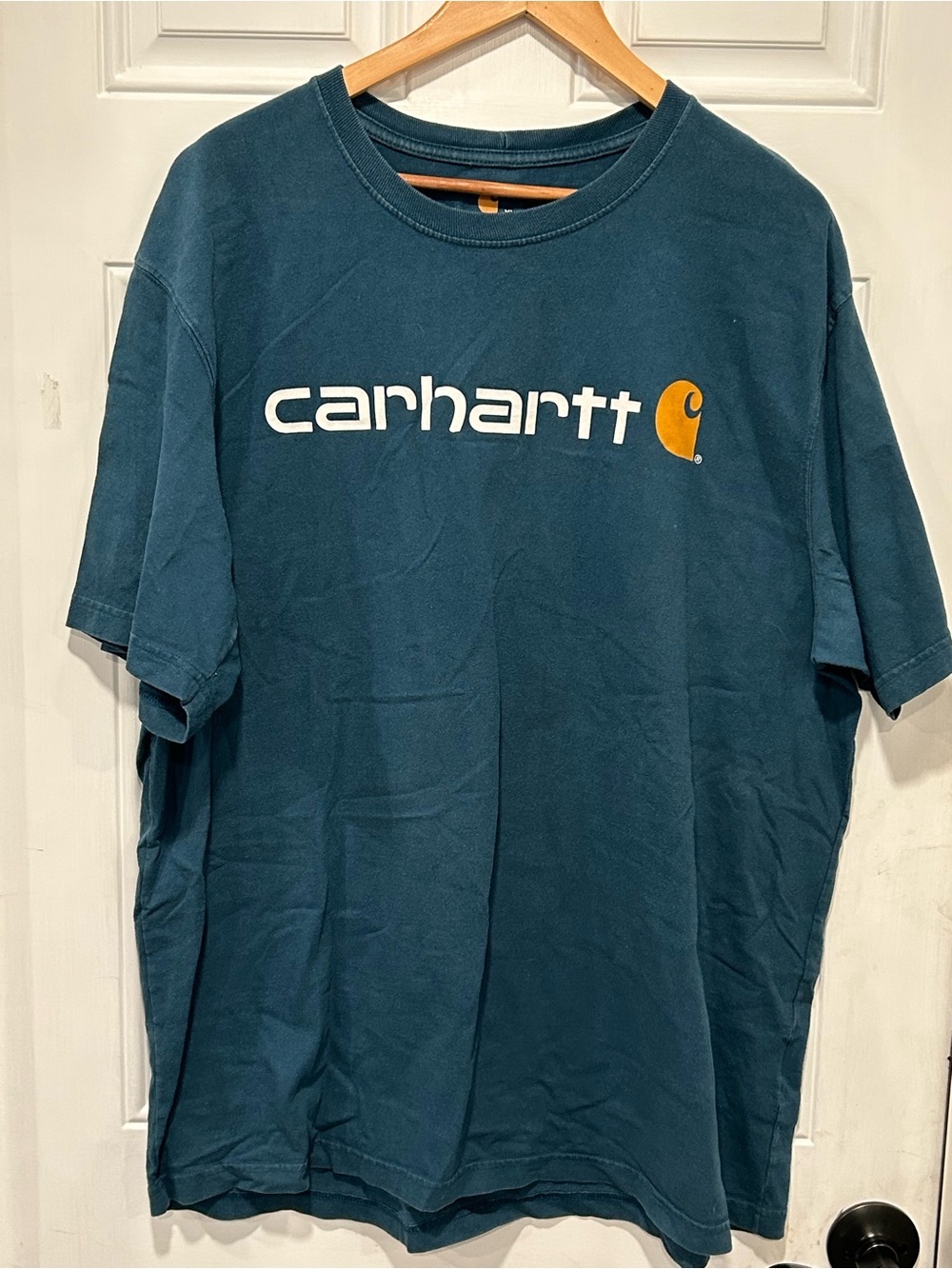 Carhartt Original Fit Heavyweight Short-Sleeve Logo Graphic T-Shirt Teal Blue XL